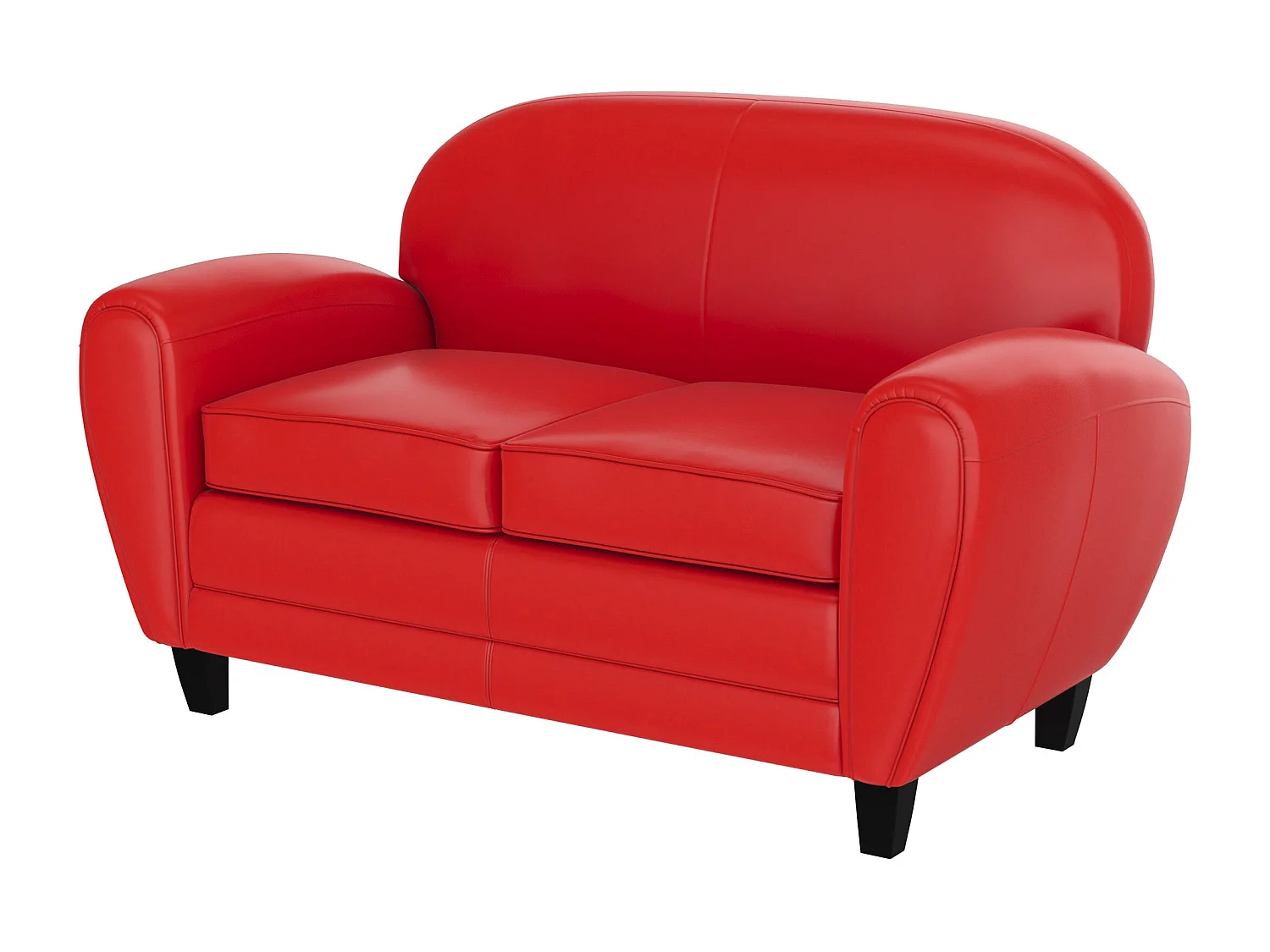 Canapé 2 places rouge en croute de cuir enduite - Club