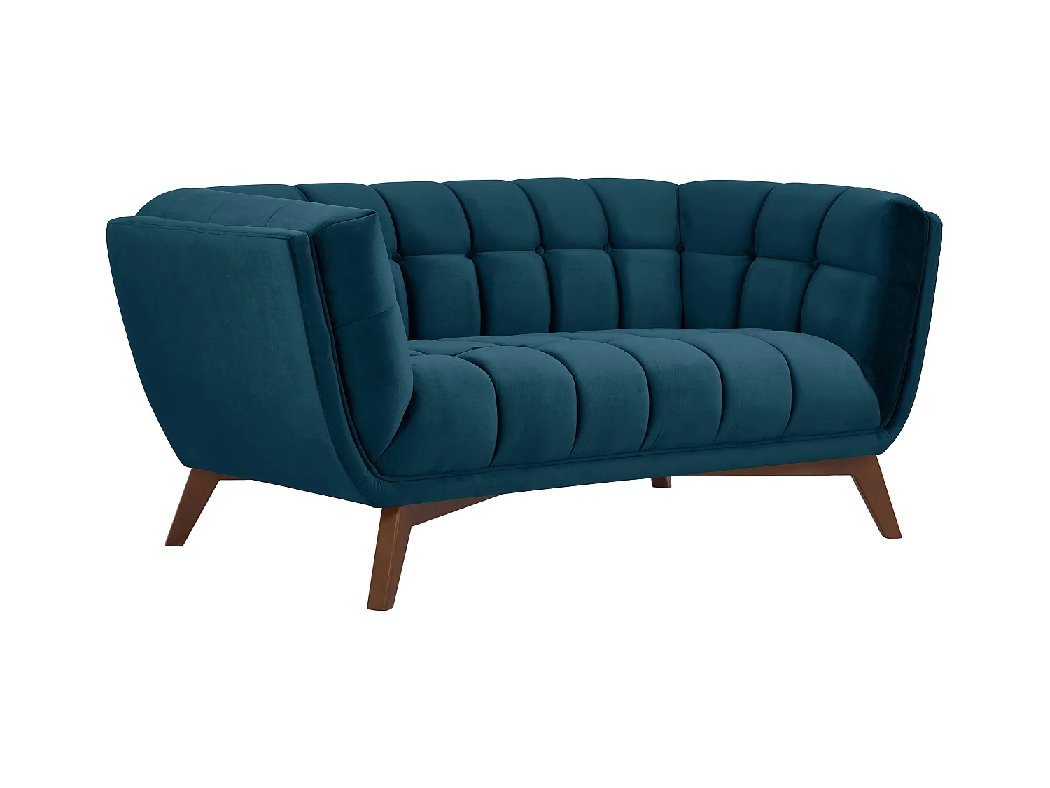 Sofá de 2 plazas de terciopelo azul oscuro - Mona