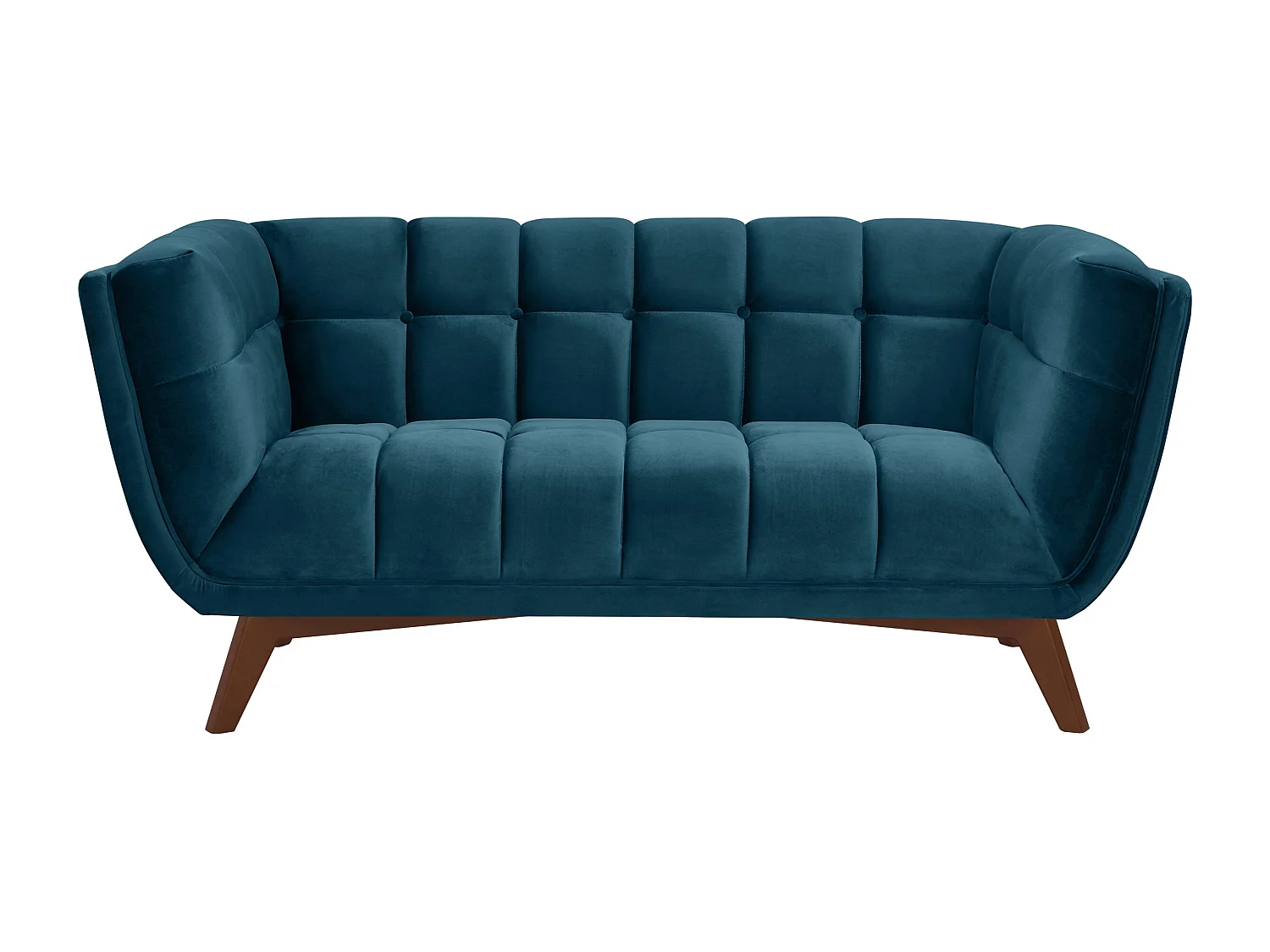 Sofá de 2 plazas de terciopelo azul oscuro - Mona