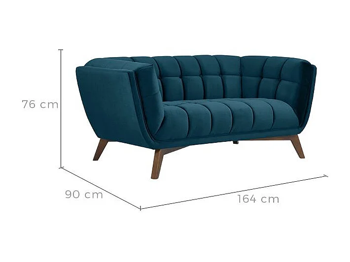 Sofá de 2 plazas de terciopelo azul oscuro - Mona