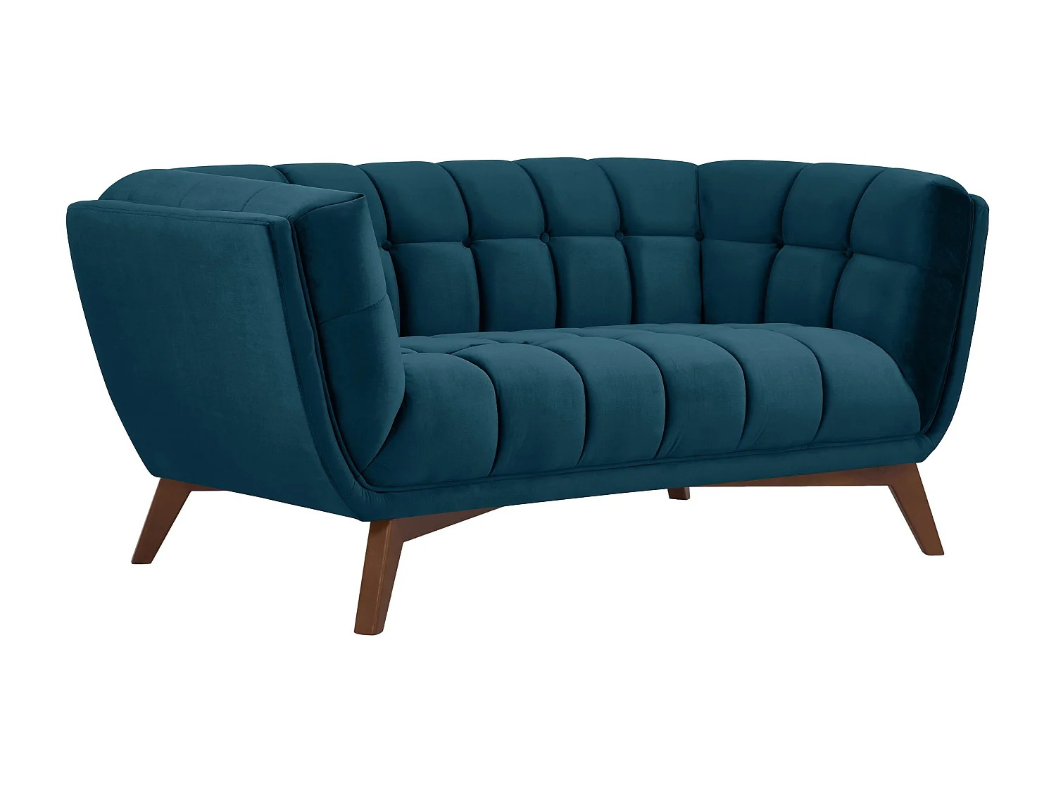 Sofá de 2 plazas de terciopelo azul oscuro - Mona