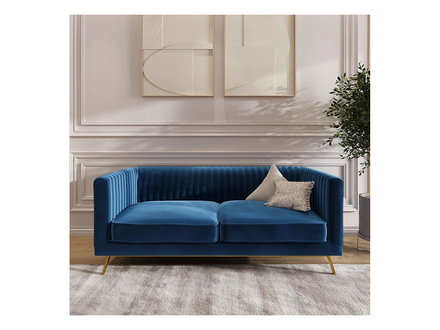 Divano a 2 posti in velluto blu scuro - Gatsby