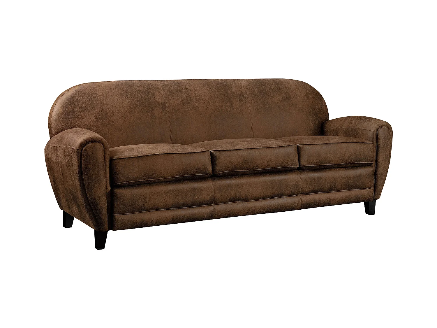 Divano a 3 posti in microfibra marrone - Club