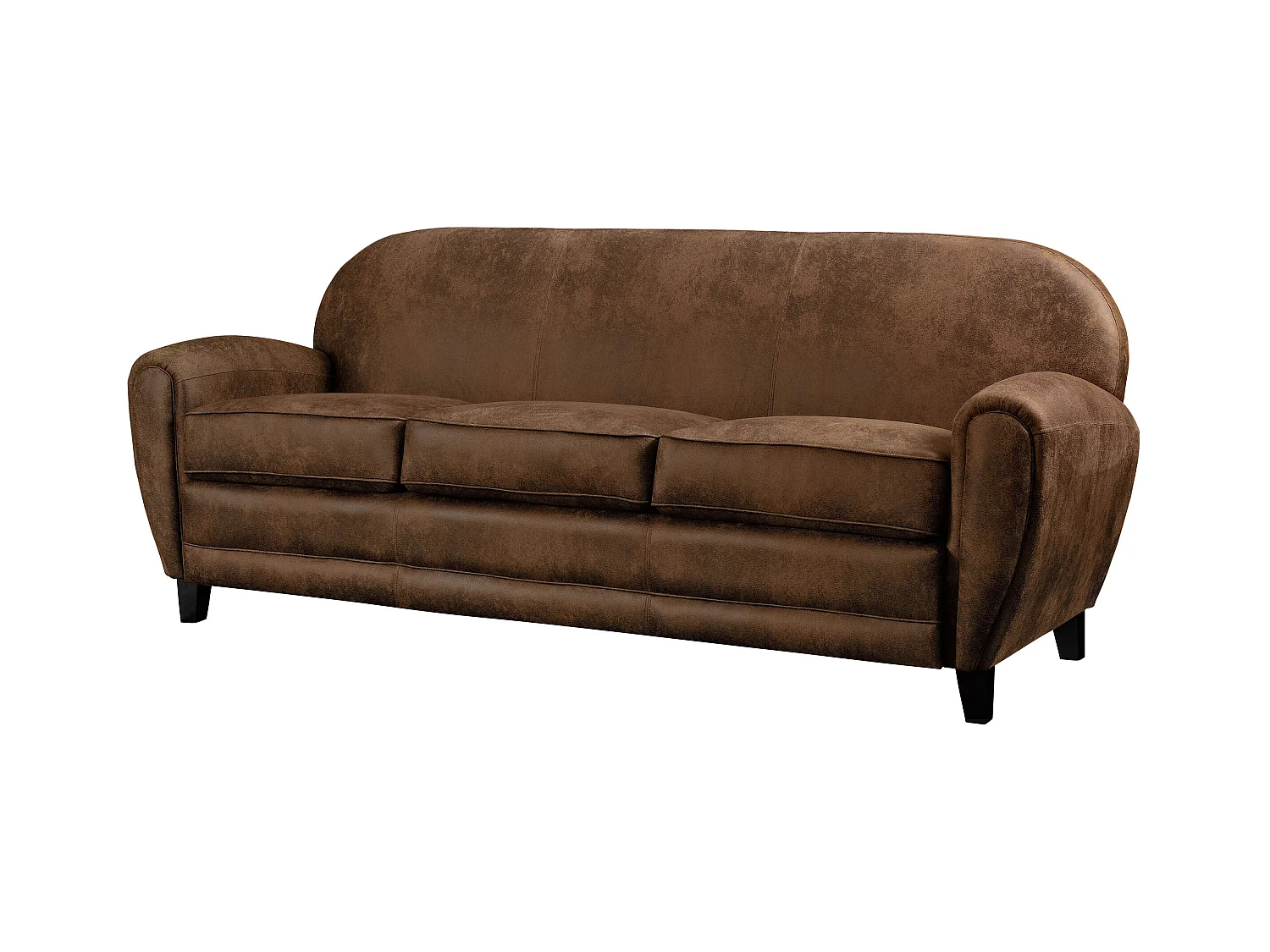 Sofá de 3 plazas de microfibra marrón - Club