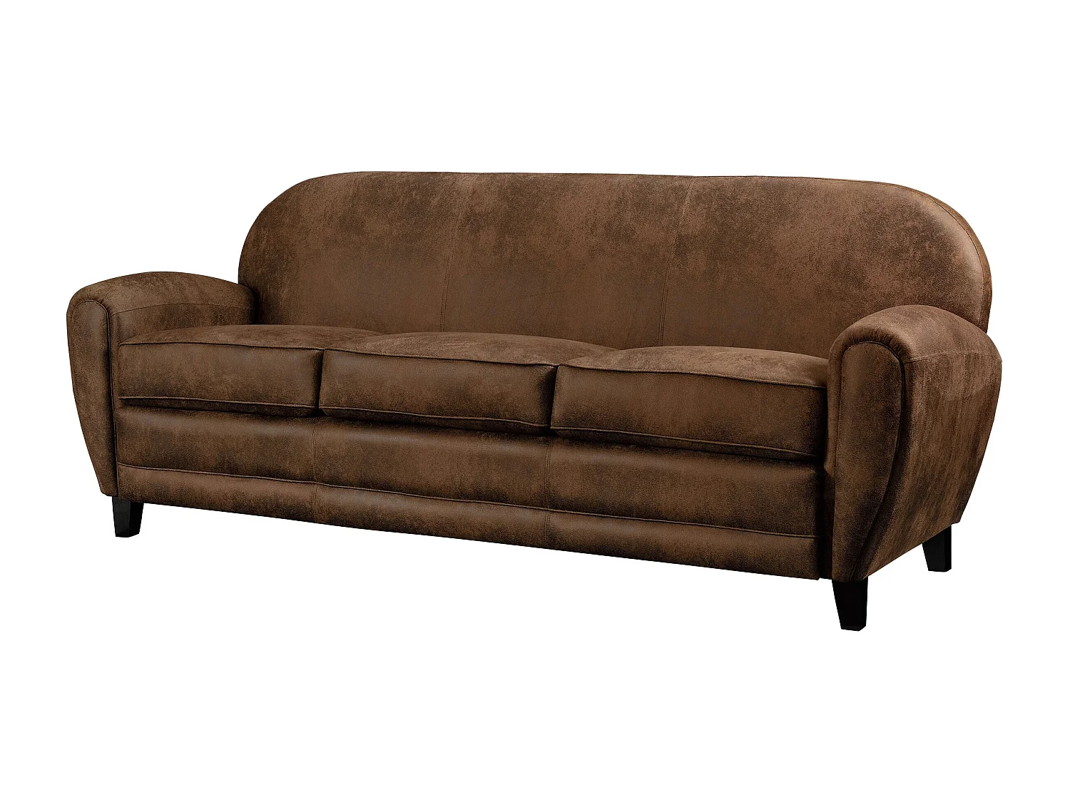Sofá de 3 plazas de microfibra marrón - Club