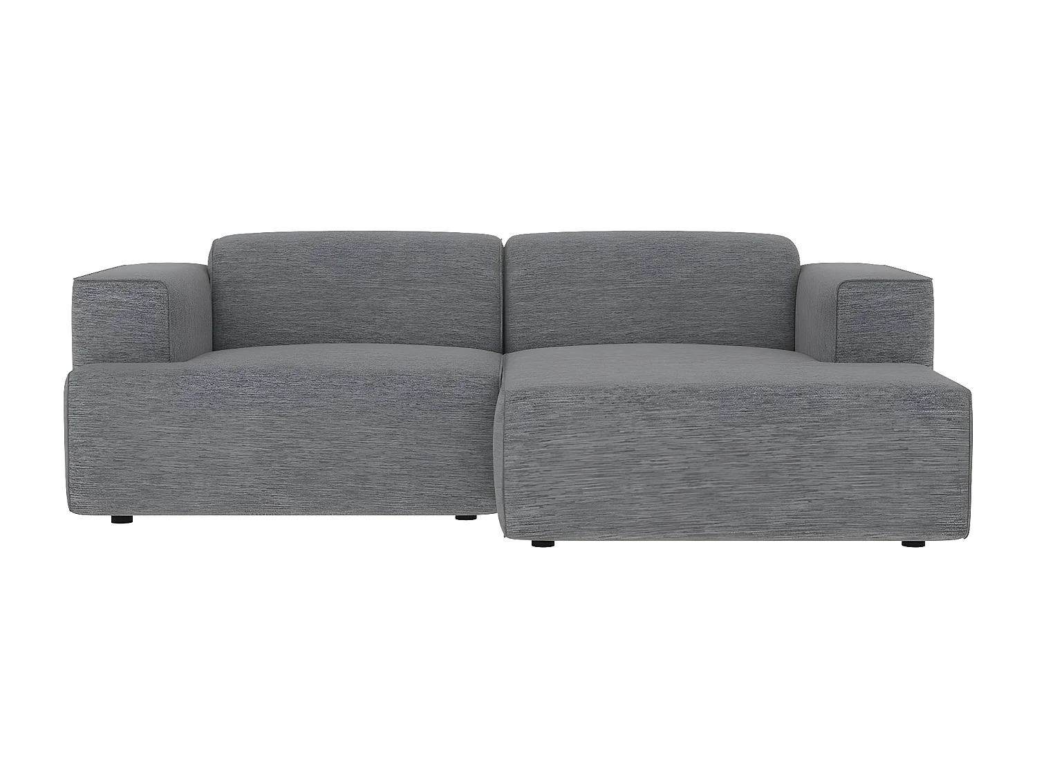 Canapé d'angle droit 3 places Aska en tissu gris foncé chiné