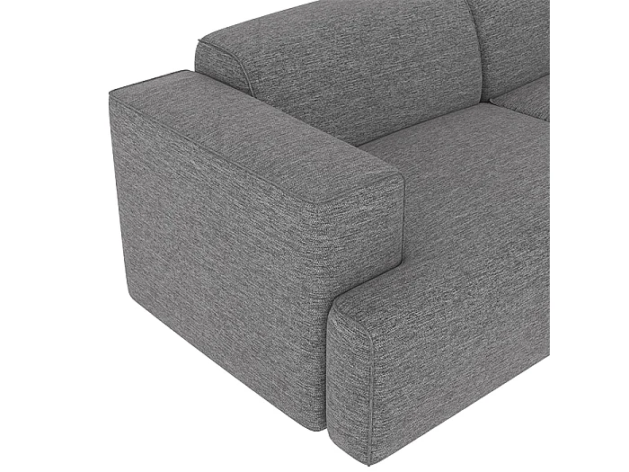 Canapé d'angle droit 3 places Aska en tissu gris foncé chiné