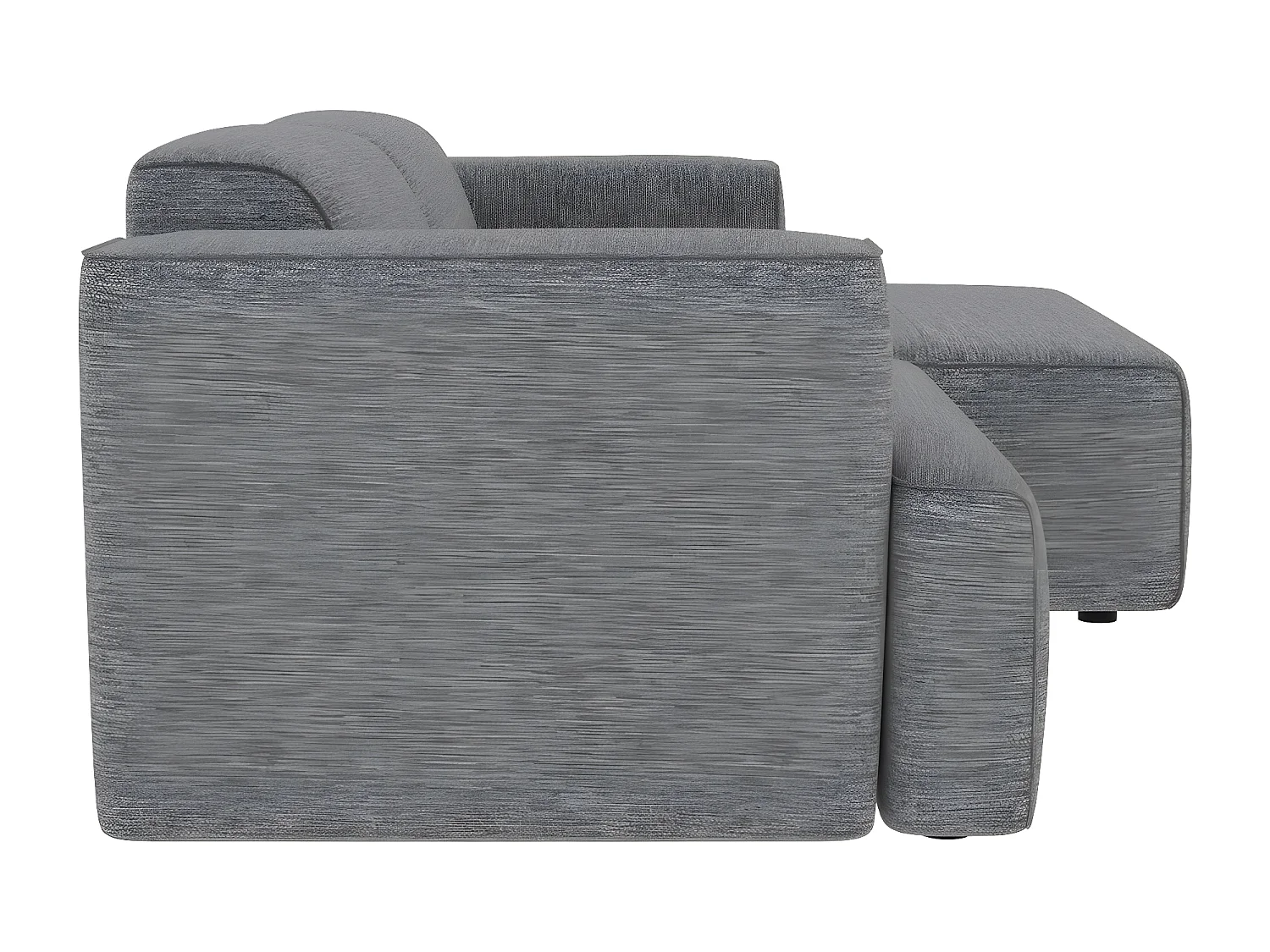 Canapé d'angle droit 3 places Aska en tissu gris foncé chiné