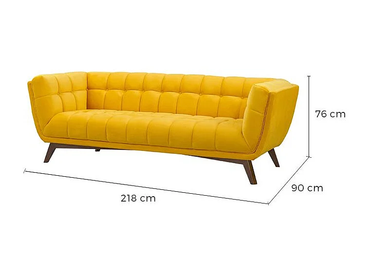 Divano a 3 posti in velluto giallo - Mona