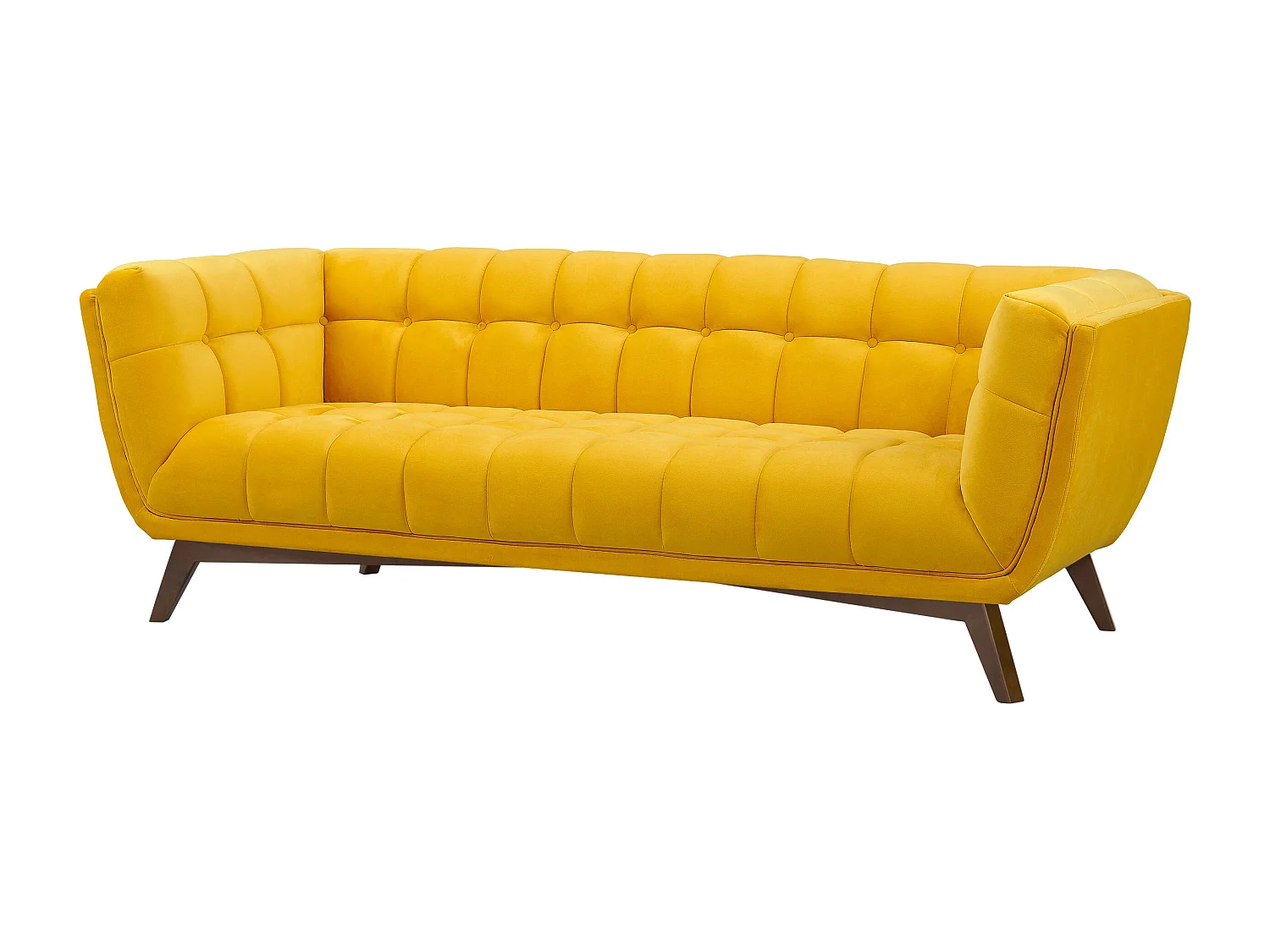 Divano a 3 posti in velluto giallo - Mona