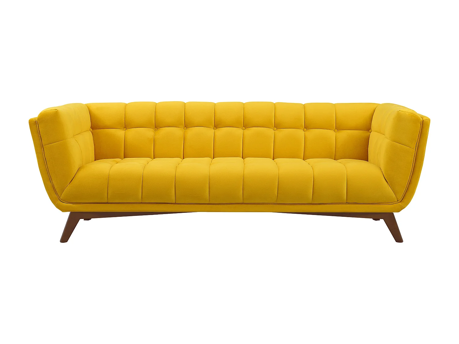 Canapé 3 places en velours jaune - Mona