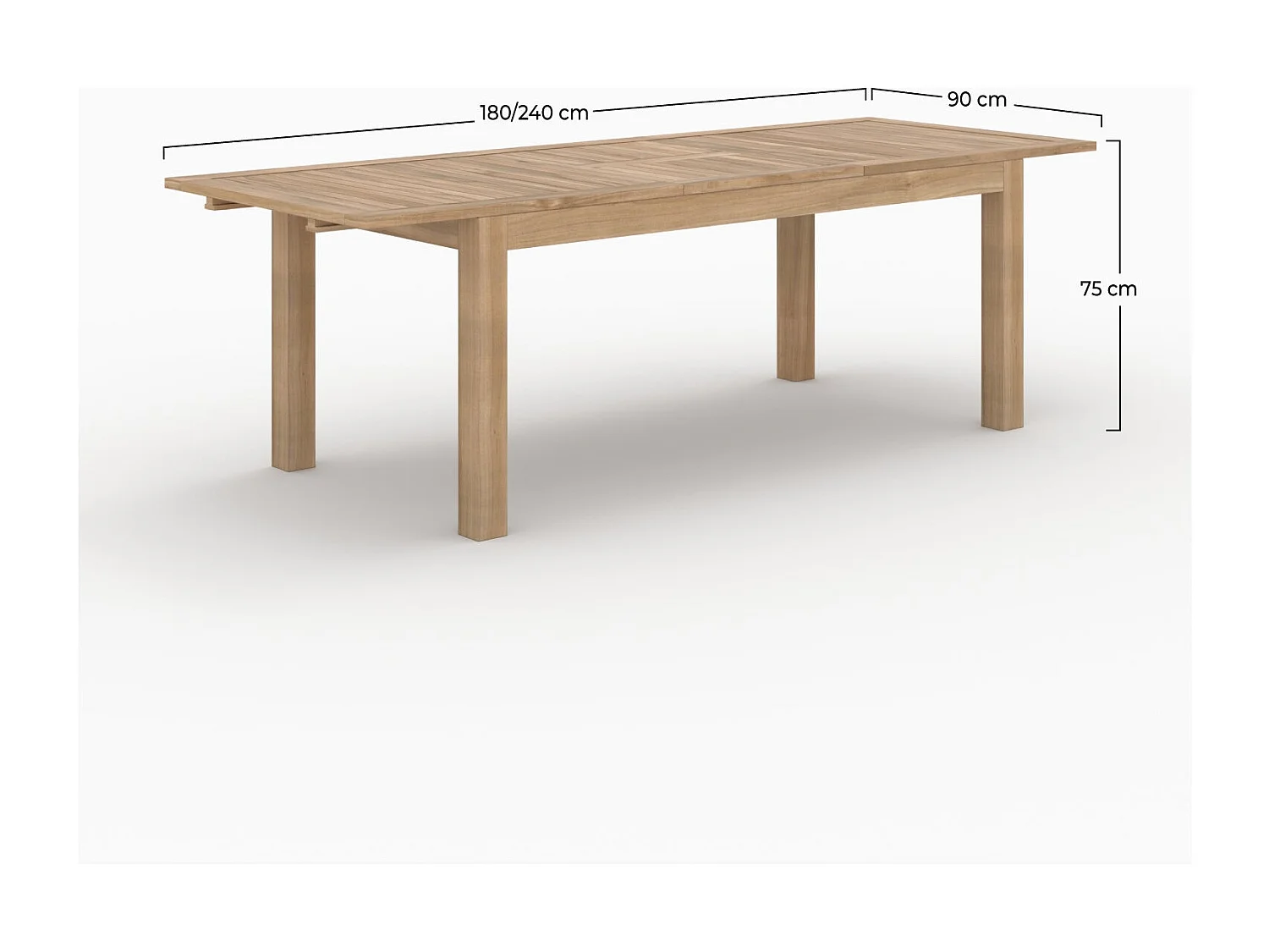 Mesa de jardín extensible 180/240cm en teca - Nido