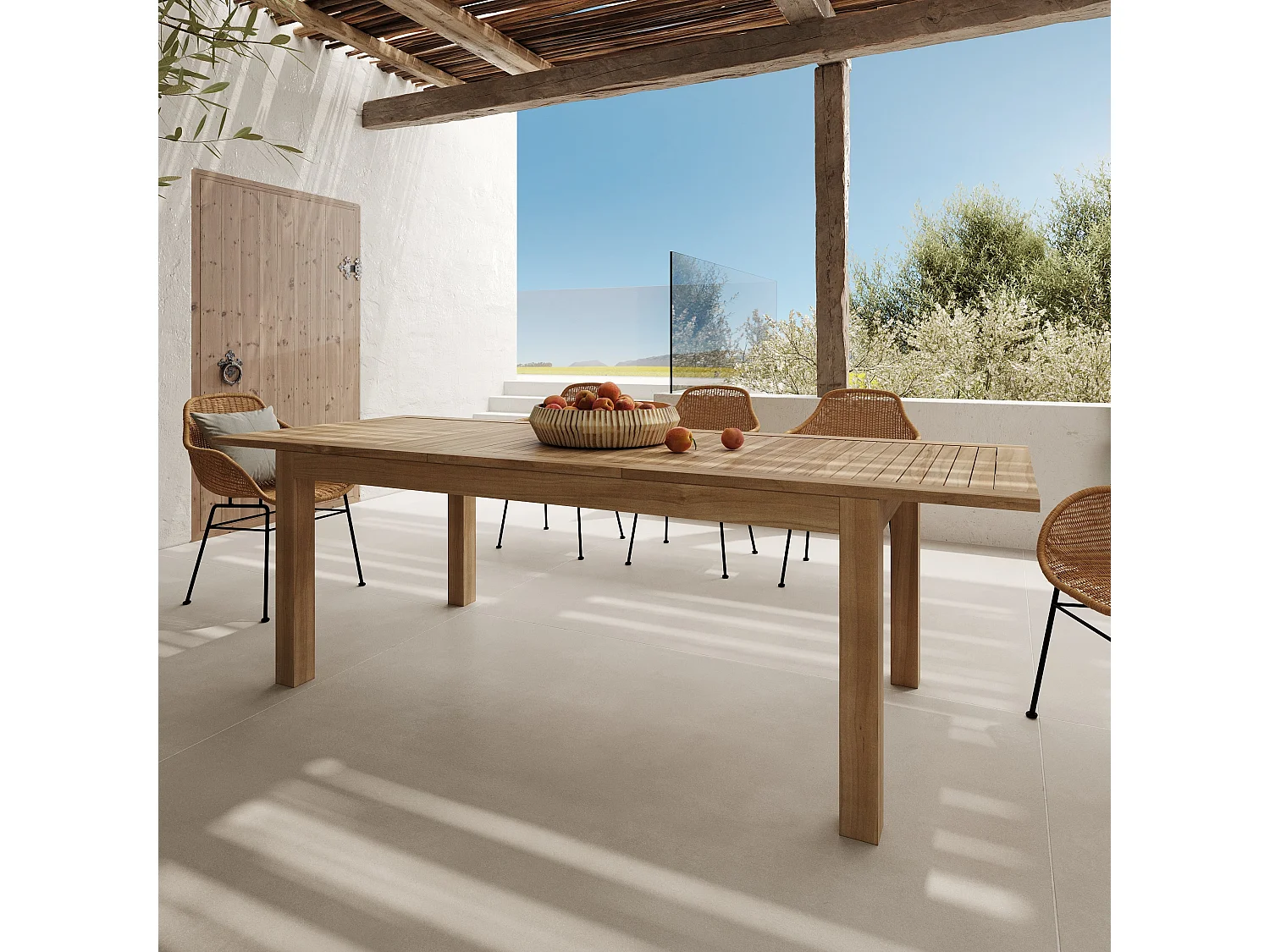 Mesa de jardín extensible de teca para 6 a 10 personas - Nido