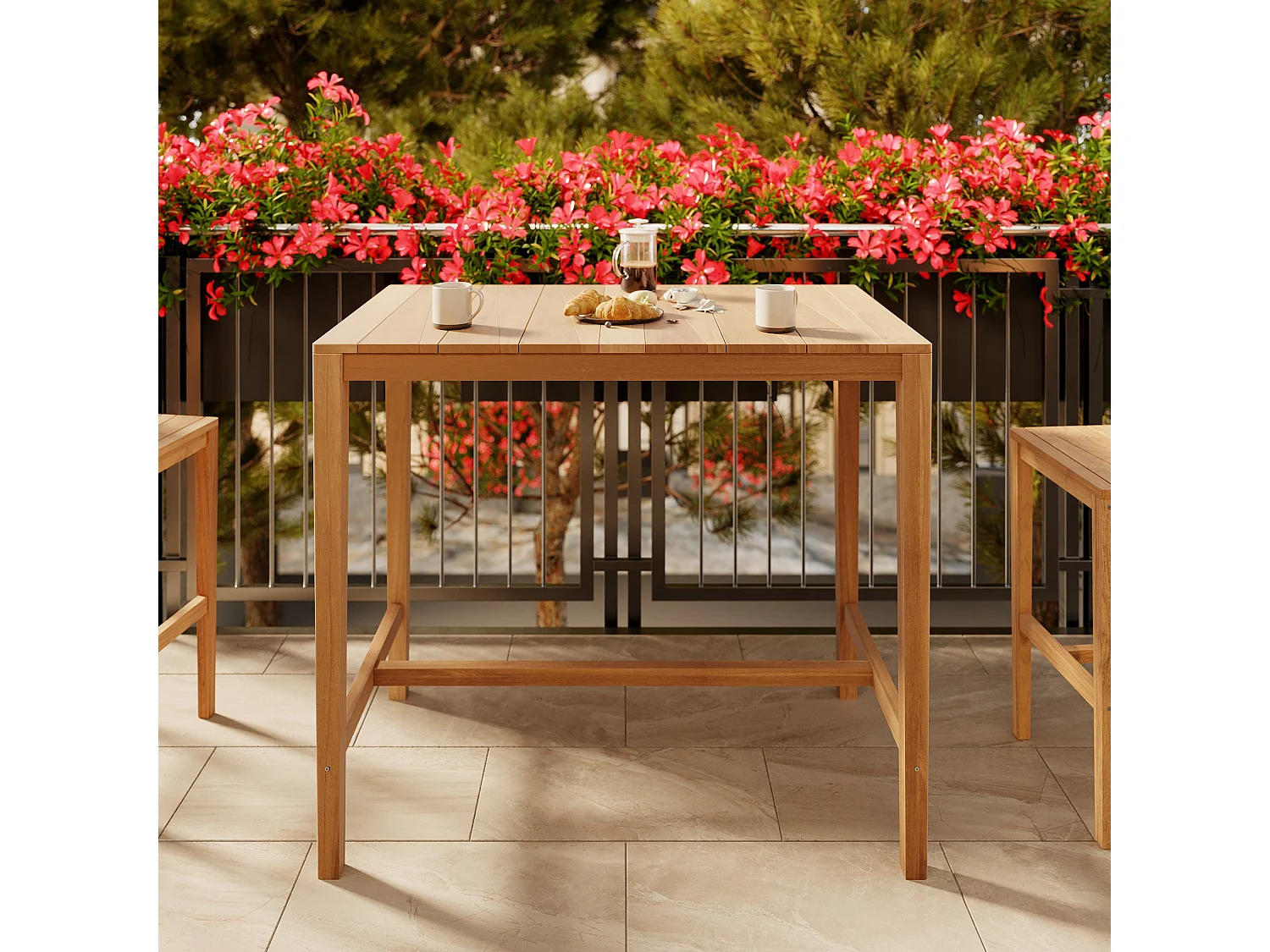 Tavolo da bar da esterno in legno massello di teak per 4 persone - Tunga