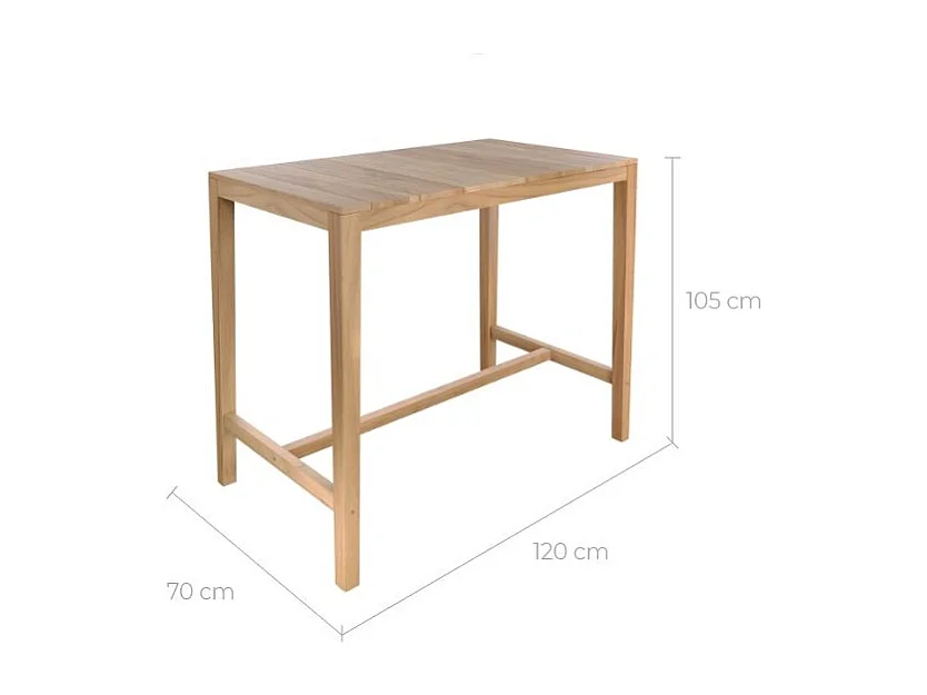 Tavolo da bar da esterno in legno massello di teak per 4 persone - Tunga