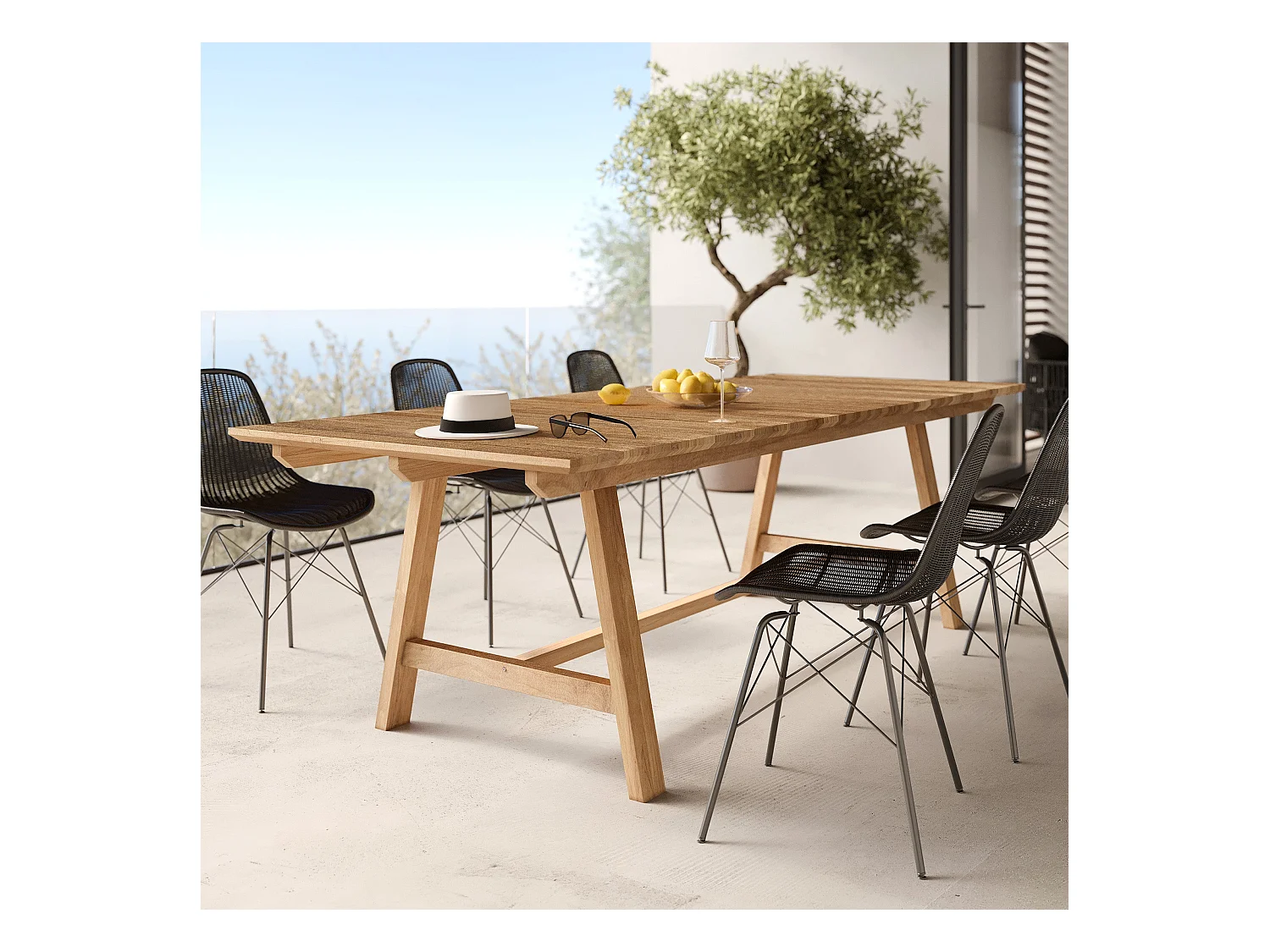 Mesa de jardín de 240 cm en madera de teca maciza - Budi