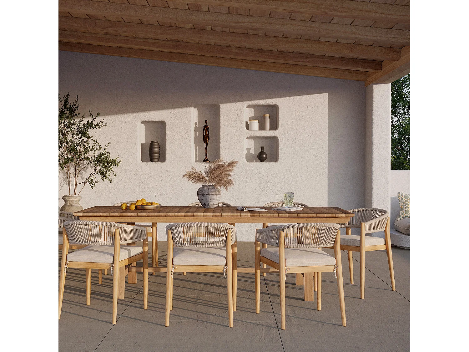 Mesa de jardín de 240 cm en madera de teca maciza - Budi