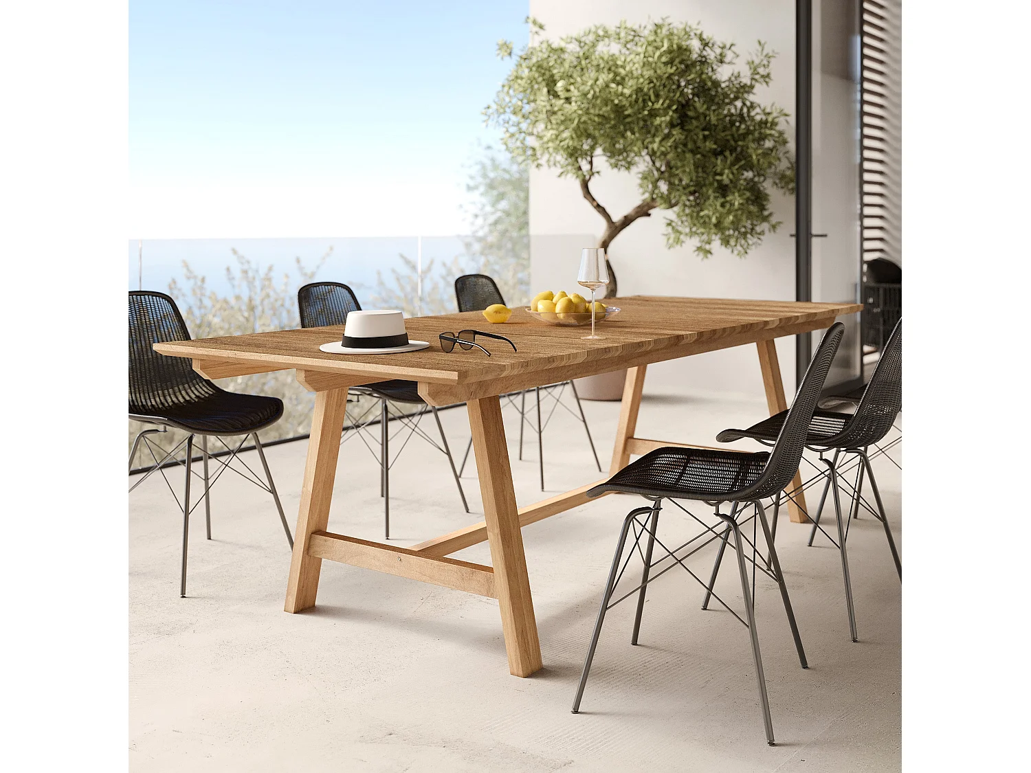 Mesa de jardín de 240 cm en madera de teca maciza - Budi