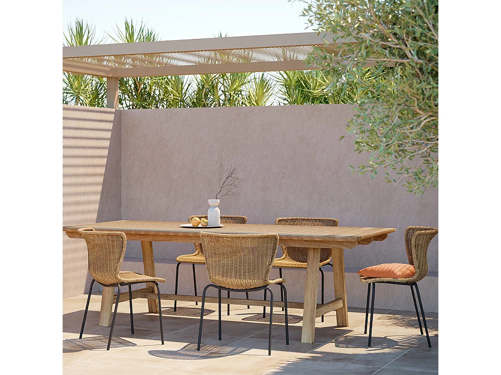 Mesa de jardín de 240 cm en madera de teca maciza - Budi