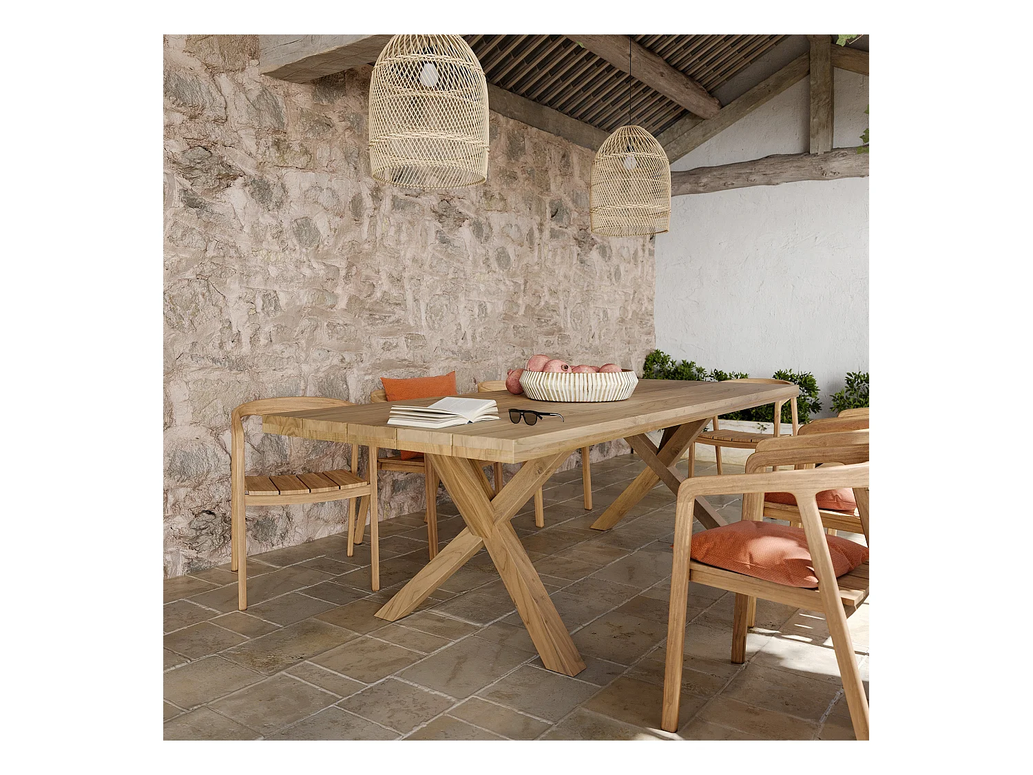 Table de jardin 240 cm en bois de teck massif - Soraya