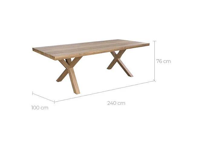 Table de jardin 240 cm en bois de teck massif - Soraya
