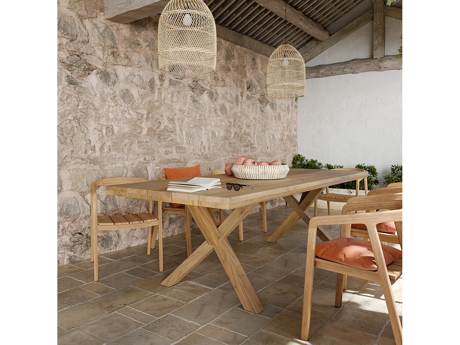 Table de jardin 240 cm en bois de teck massif - Soraya