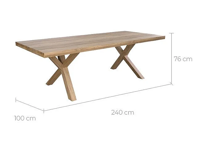 Table de jardin 240 cm en bois de teck massif - Soraya