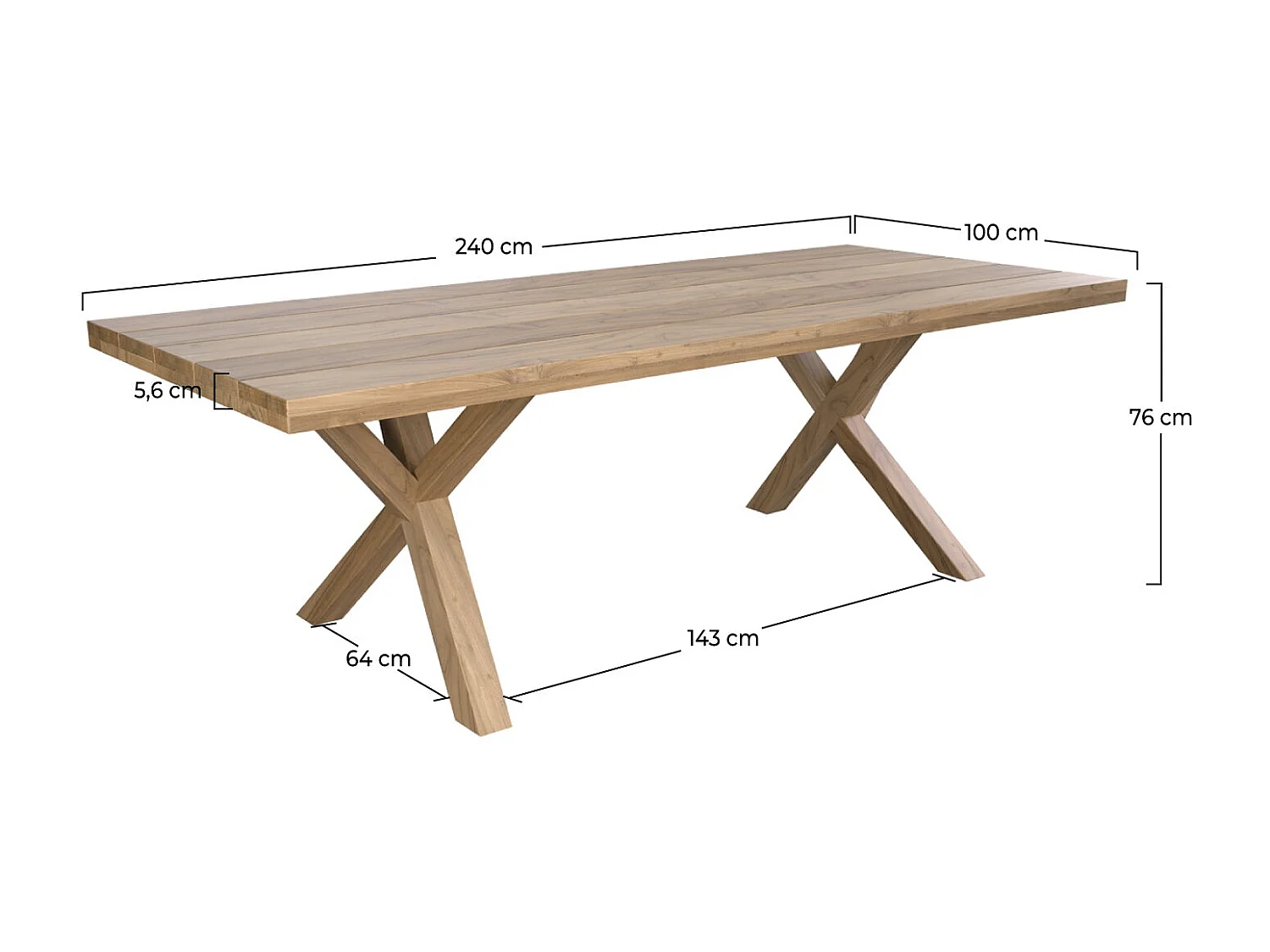 Tavolo da giardino in legno di teak massello per 10 persone - Soraya