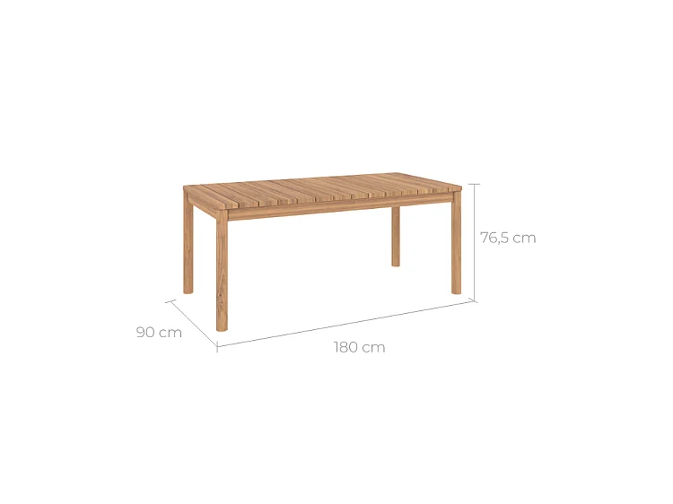 Table de jardin extensible 8-12 personnes en teck 180/245 cm - Kora