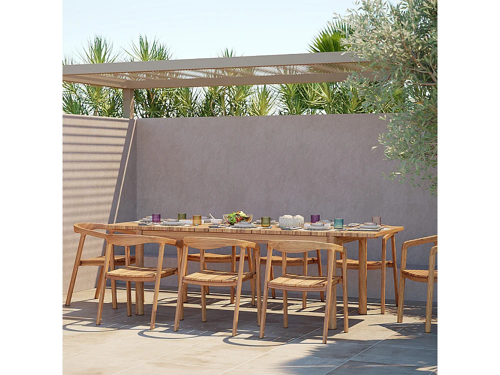 Table de jardin extensible 8-12 personnes en teck 180/245 cm - Kora
