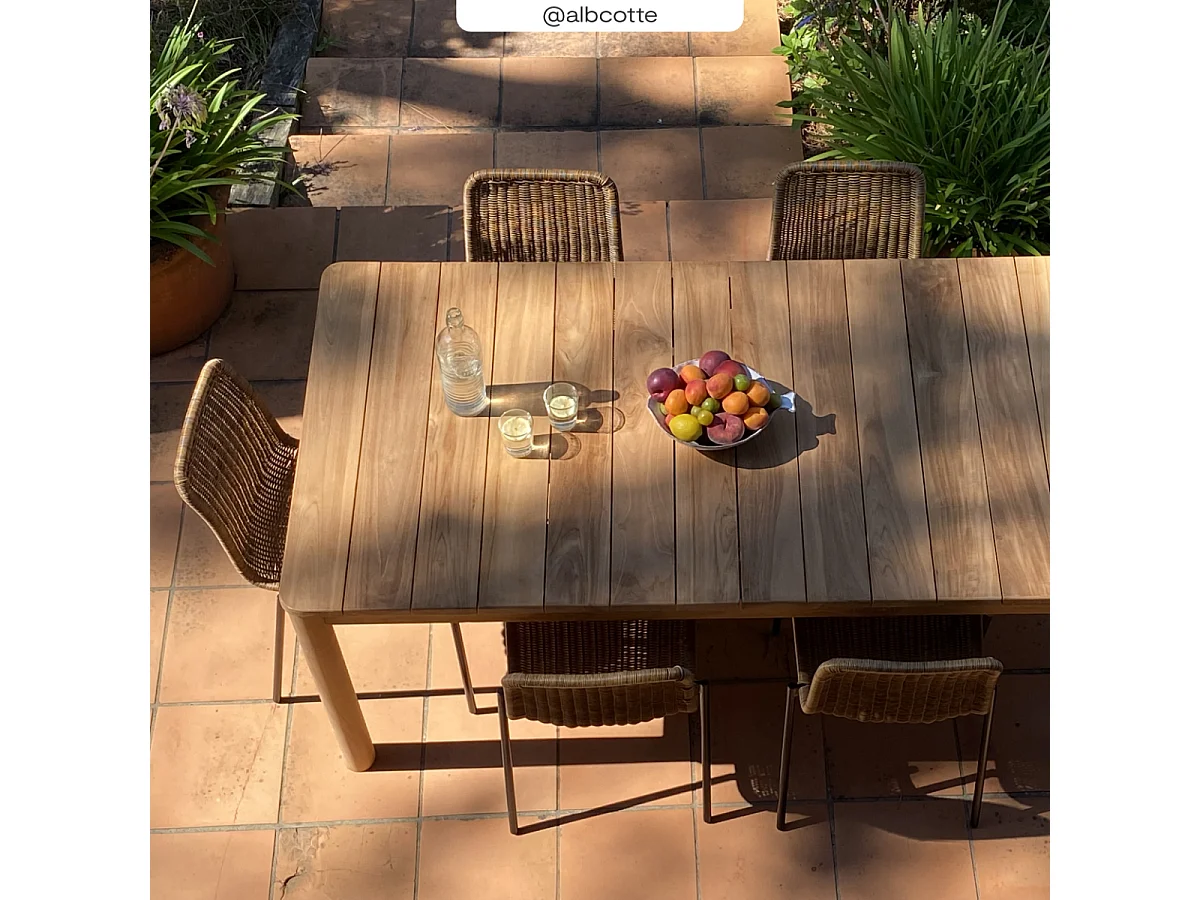 Table de jardin extensible 8-12 personnes en teck 180/245 cm - Kora