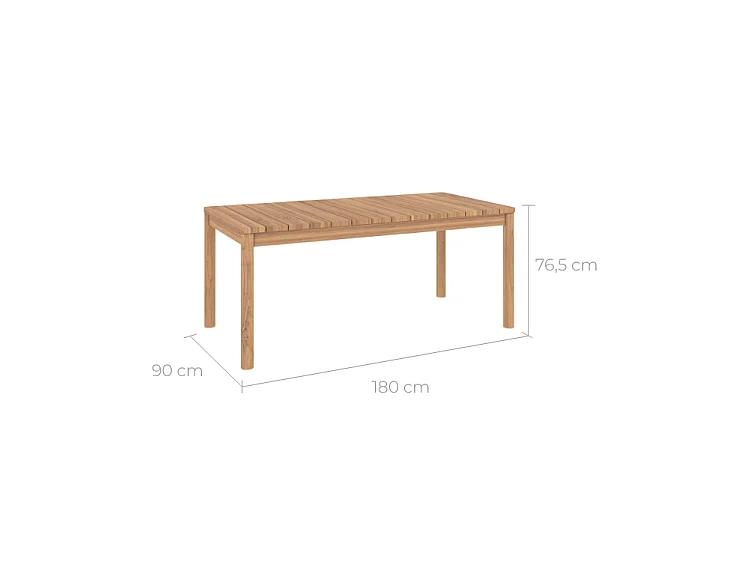Table de jardin extensible en teck 6 à 8 personnes - Kora