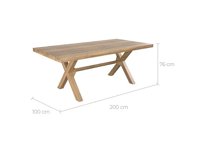 Table de jardin 200 cm en bois de teck massif - Suri