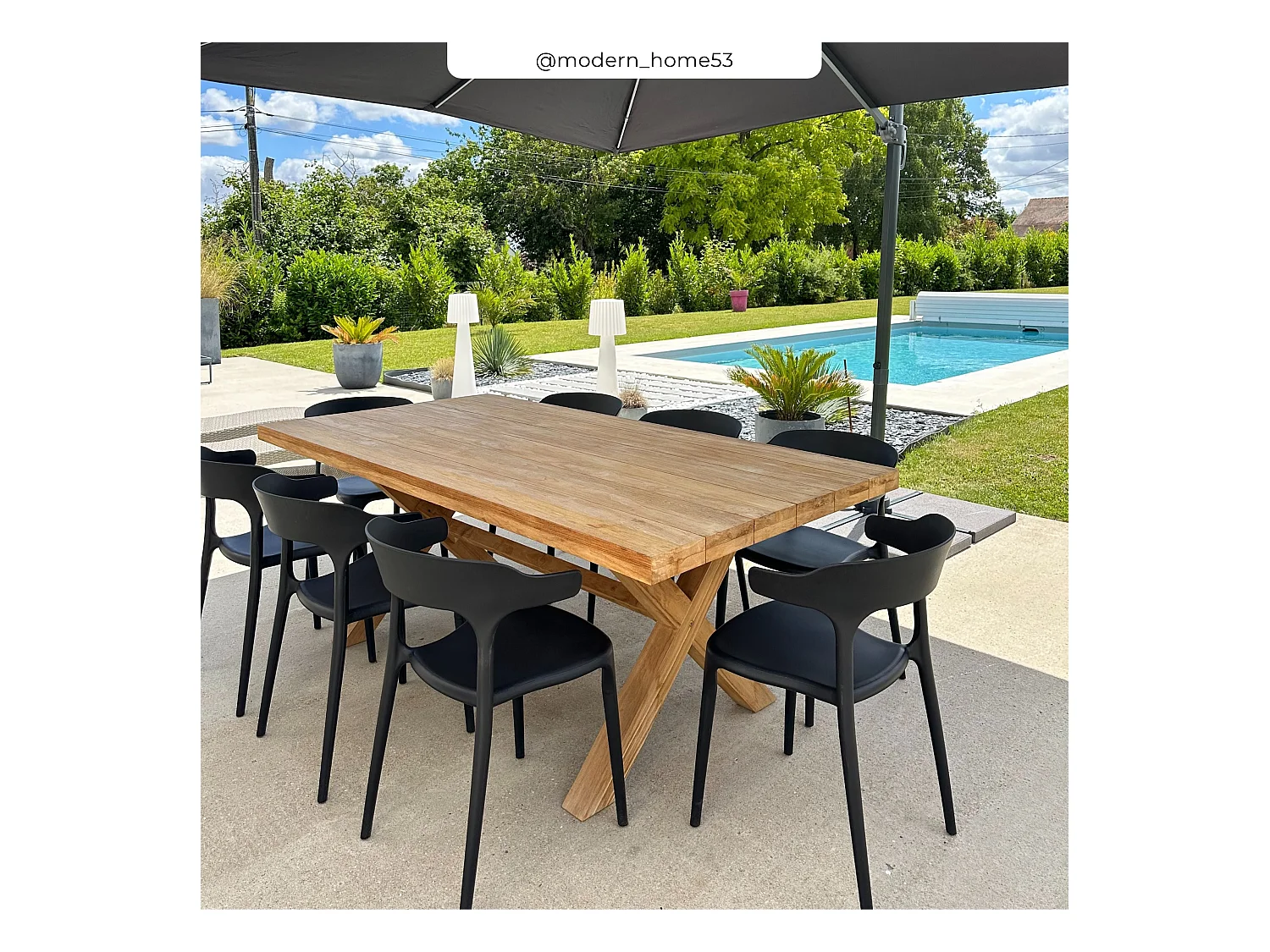 Table de jardin 200 cm en bois de teck massif - Suri