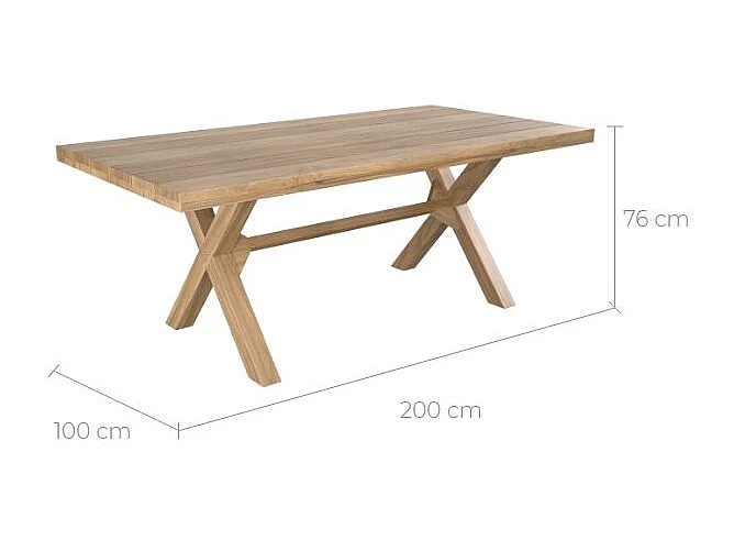 Tavolo da giardino in legno massiccio di teak 200 cm - Suri
