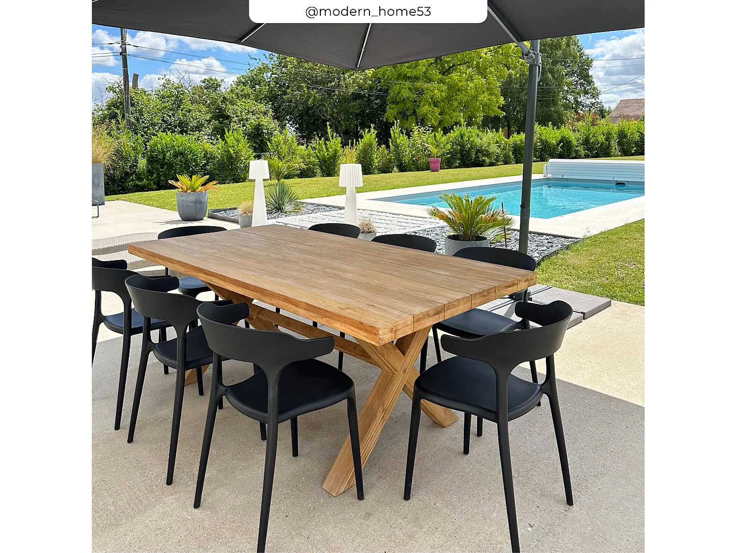 Tavolo da giardino in legno massiccio di teak 200 cm - Suri