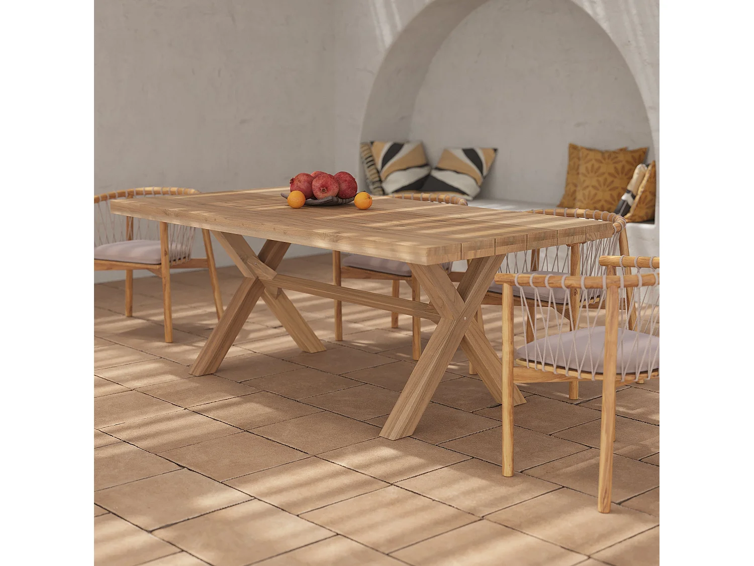 Table de jardin en bois de teck massif 8 personnes - Suri