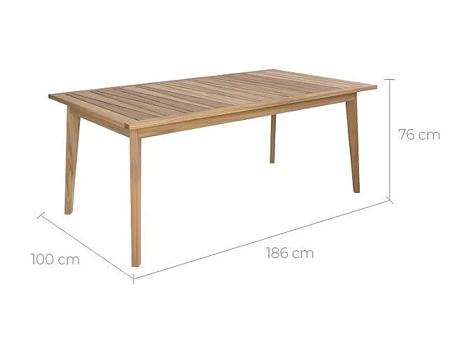 Table de jardin extensible en teck massif 6 à 10 personnes - Tunga