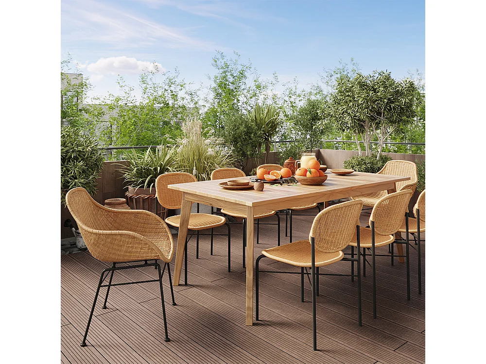 Table de jardin extensible en teck massif 6 à 10 personnes - Tunga