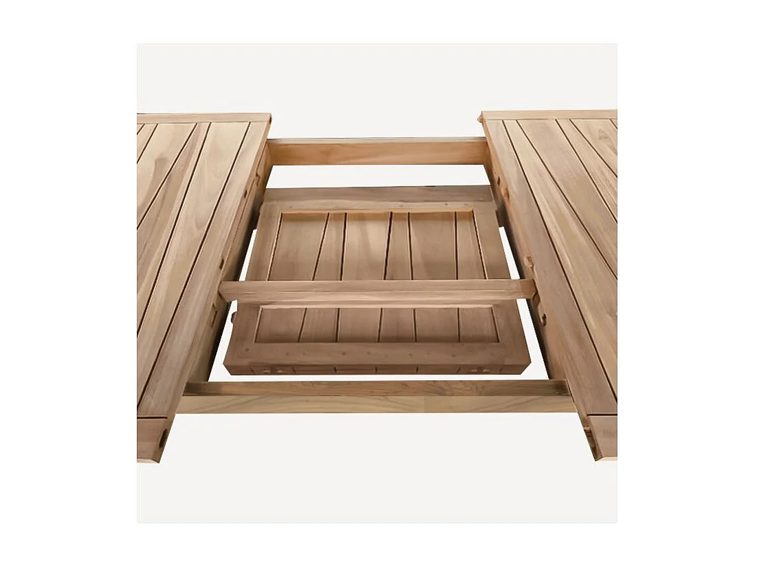 Table de jardin extensible en teck massif 6 à 10 personnes - Tunga