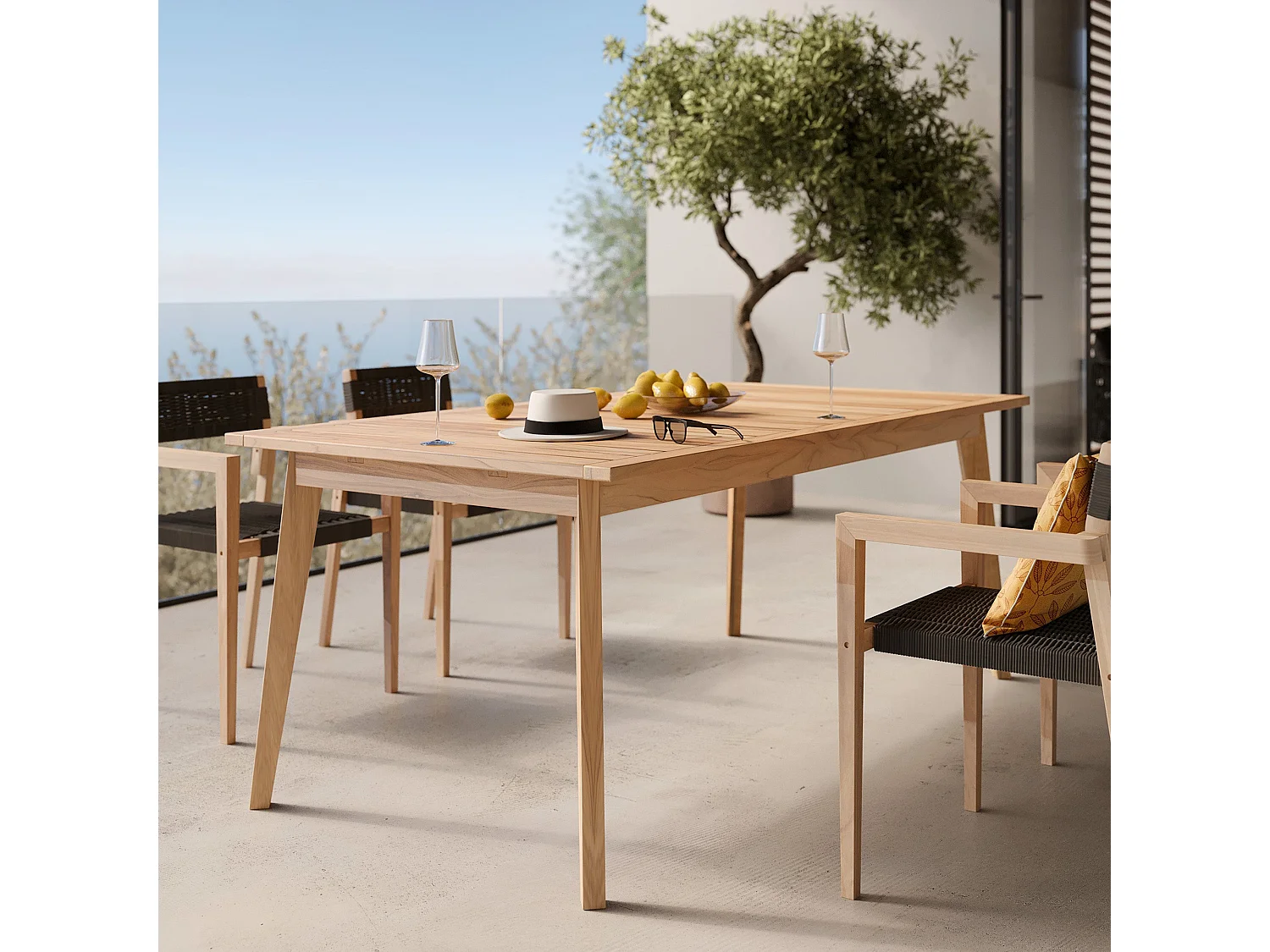 Table de jardin extensible en teck massif 6 à 10 personnes - Tunga