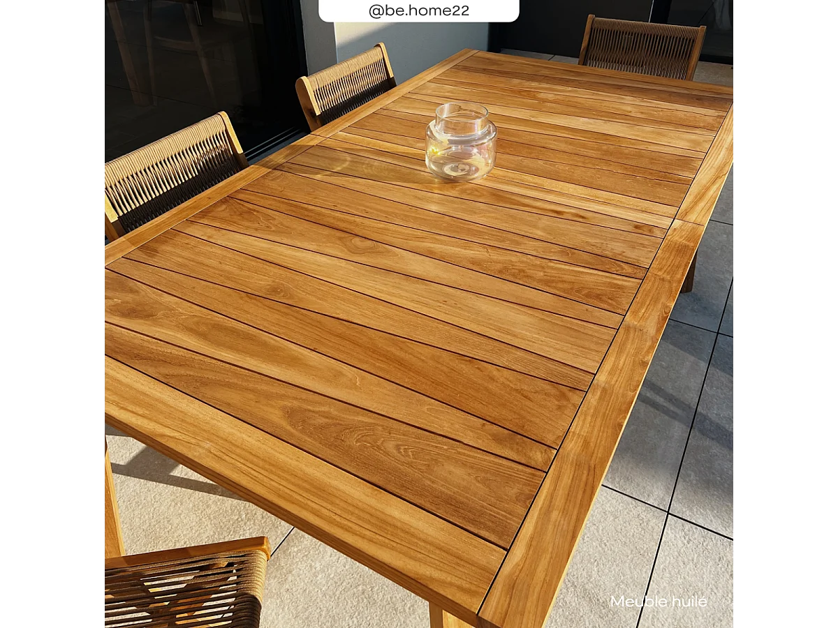Table de jardin extensible en teck massif 6 à 10 personnes - Tunga