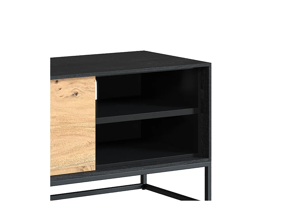 Porta TV a 2 ante e 2 nicchie in legno di acacia, gambe in metallo - Jakson