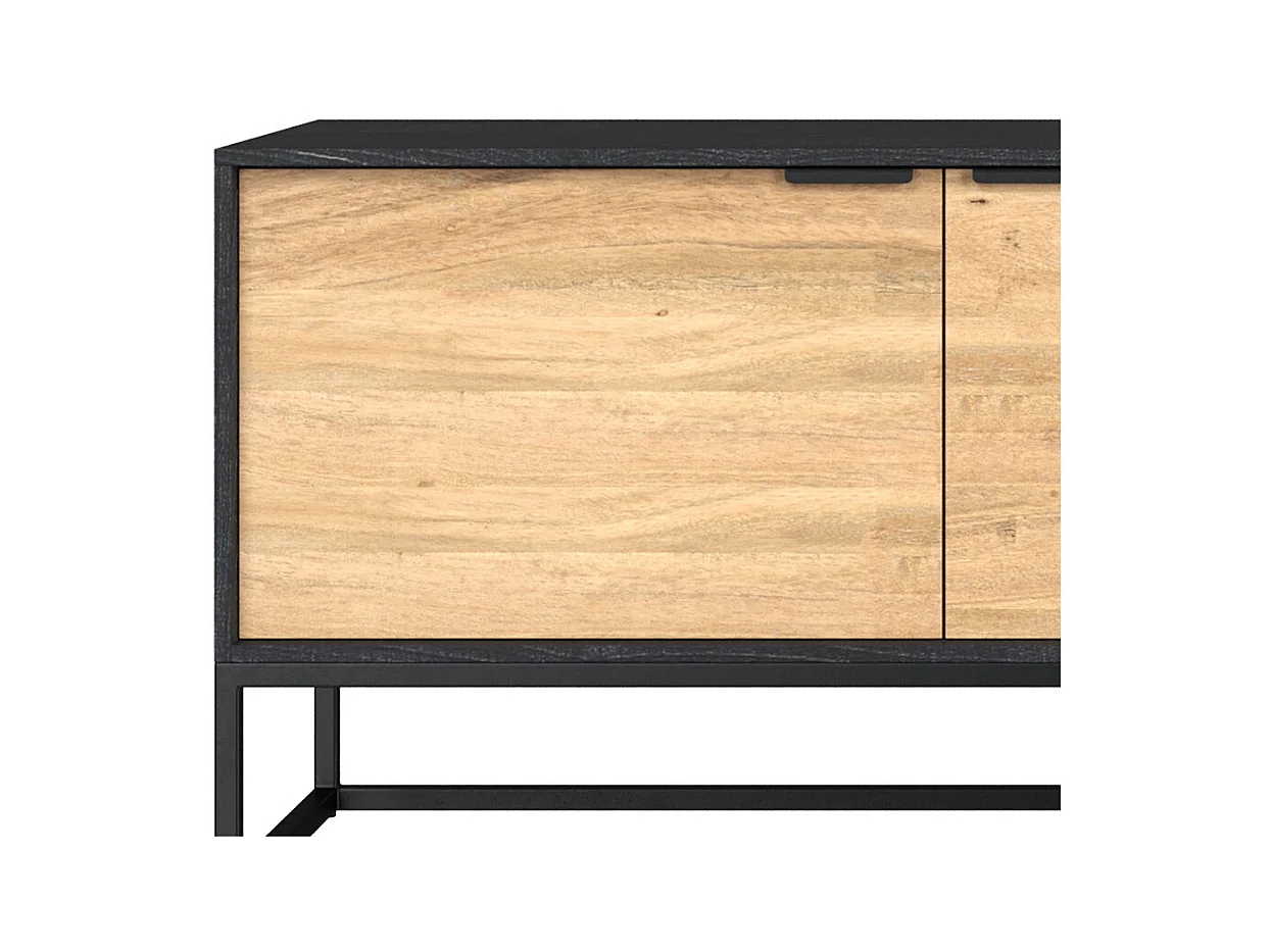 Porta TV a 2 ante e 2 nicchie in legno di acacia, gambe in metallo - Jakson