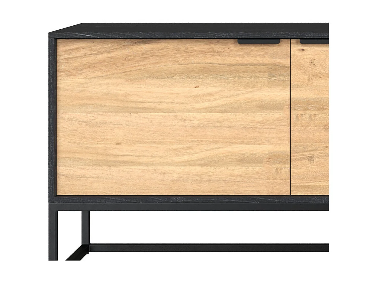 Mueble de TV 2 puertas y 2 nichos en madera de acacia, patas de metal - Jakson