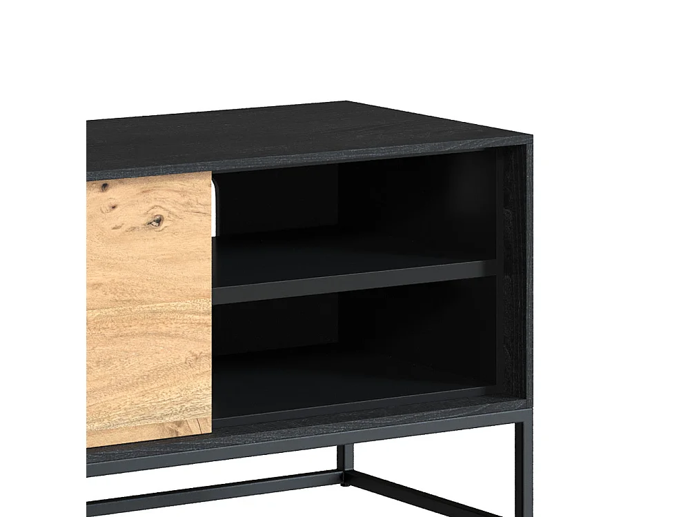 Mueble de TV 2 puertas y 2 nichos en madera de acacia, patas de metal - Jakson