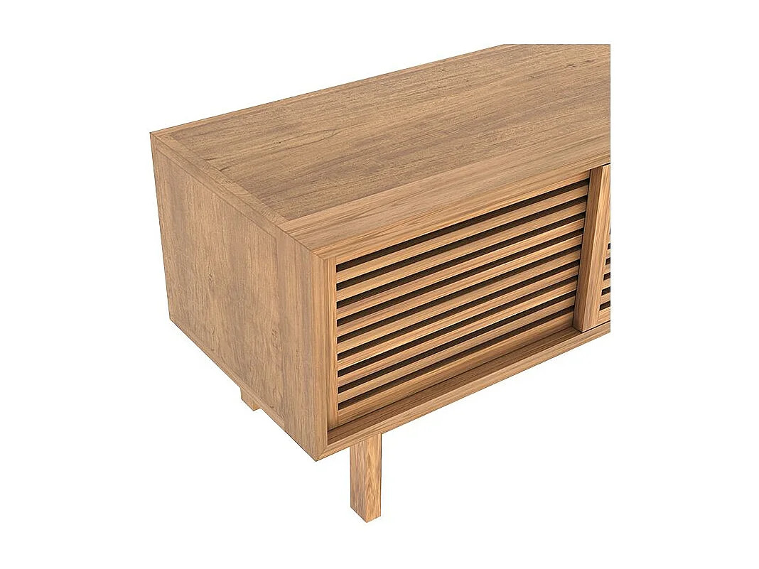 Mueble de TV en madera de teca, 3 puertas correderas - Bormes