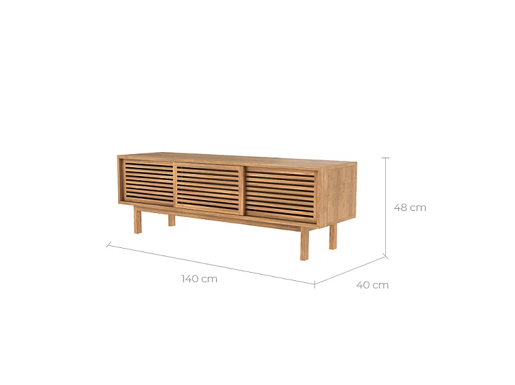 Meuble TV en bois de teck 140 cm - Bormes