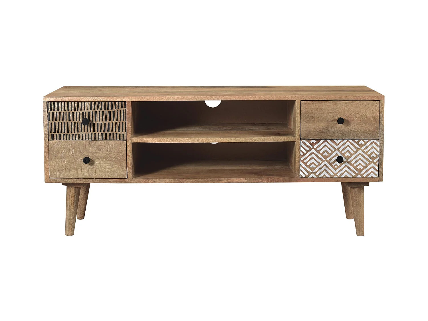 Soporte de TV de madera con 2 nichos y 4 cajones - Tali