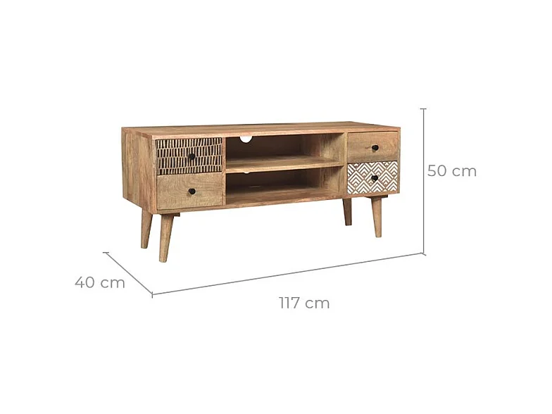 Soporte de TV de madera con 2 nichos y 4 cajones - Tali